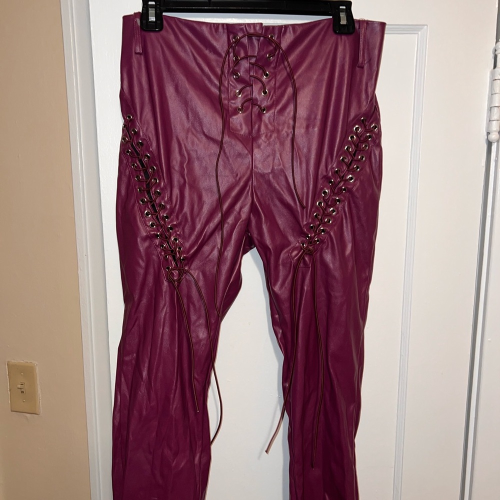 Cute purple faux leather going out pants